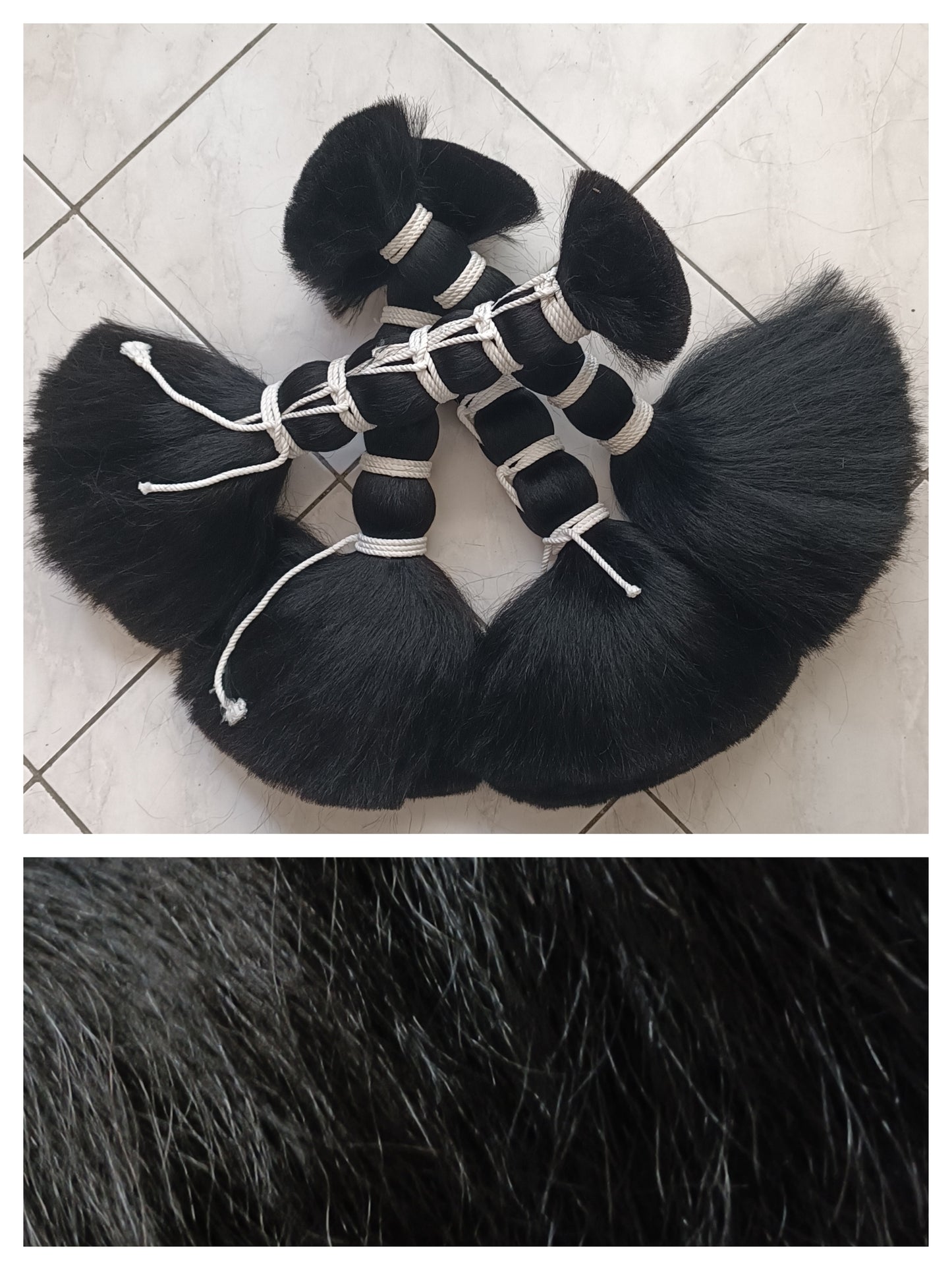 Yak Tail Hair Double drawn 16"/ 40cm Black